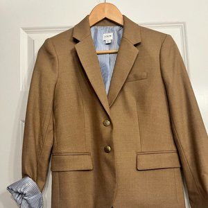 JCREW Tan Blazer with blue/white pinstripe lining - 6P